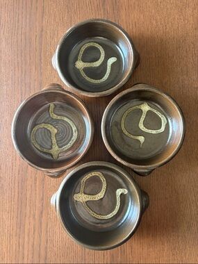 VINTAGE MCM - D Clarke Studio Pottery Soup Bowls w/Handles